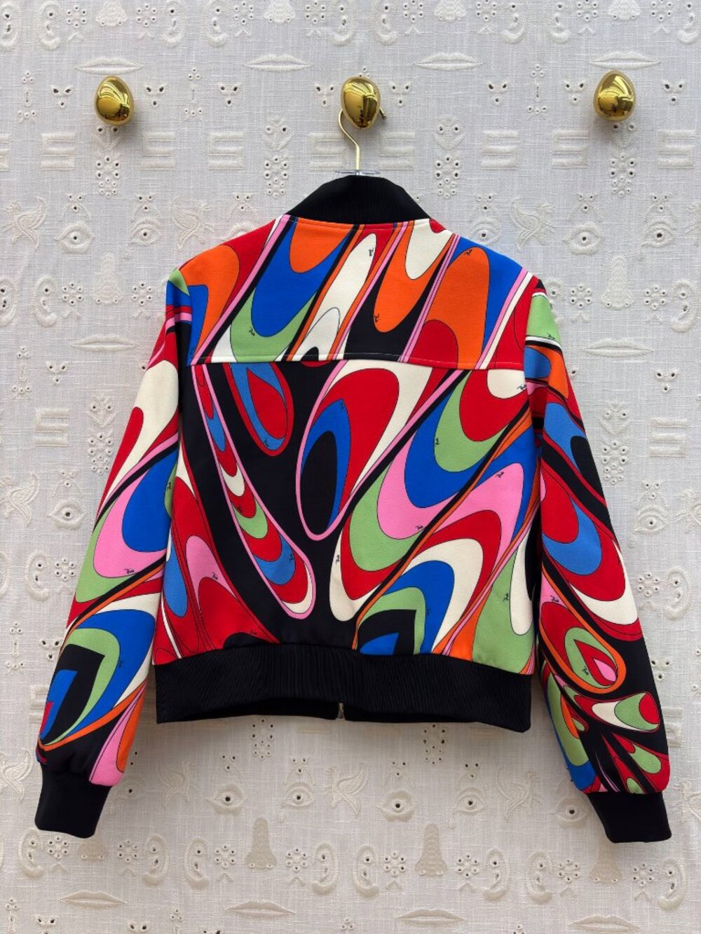 Emilio Pucci Color-Block Printed Baseball Jacket - Picture 6 of 8